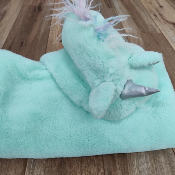 Cat & Jack Hooded Unicorn Faux Fur Thick Winter Green Coat Girls Size Large - Picture 7 of 8